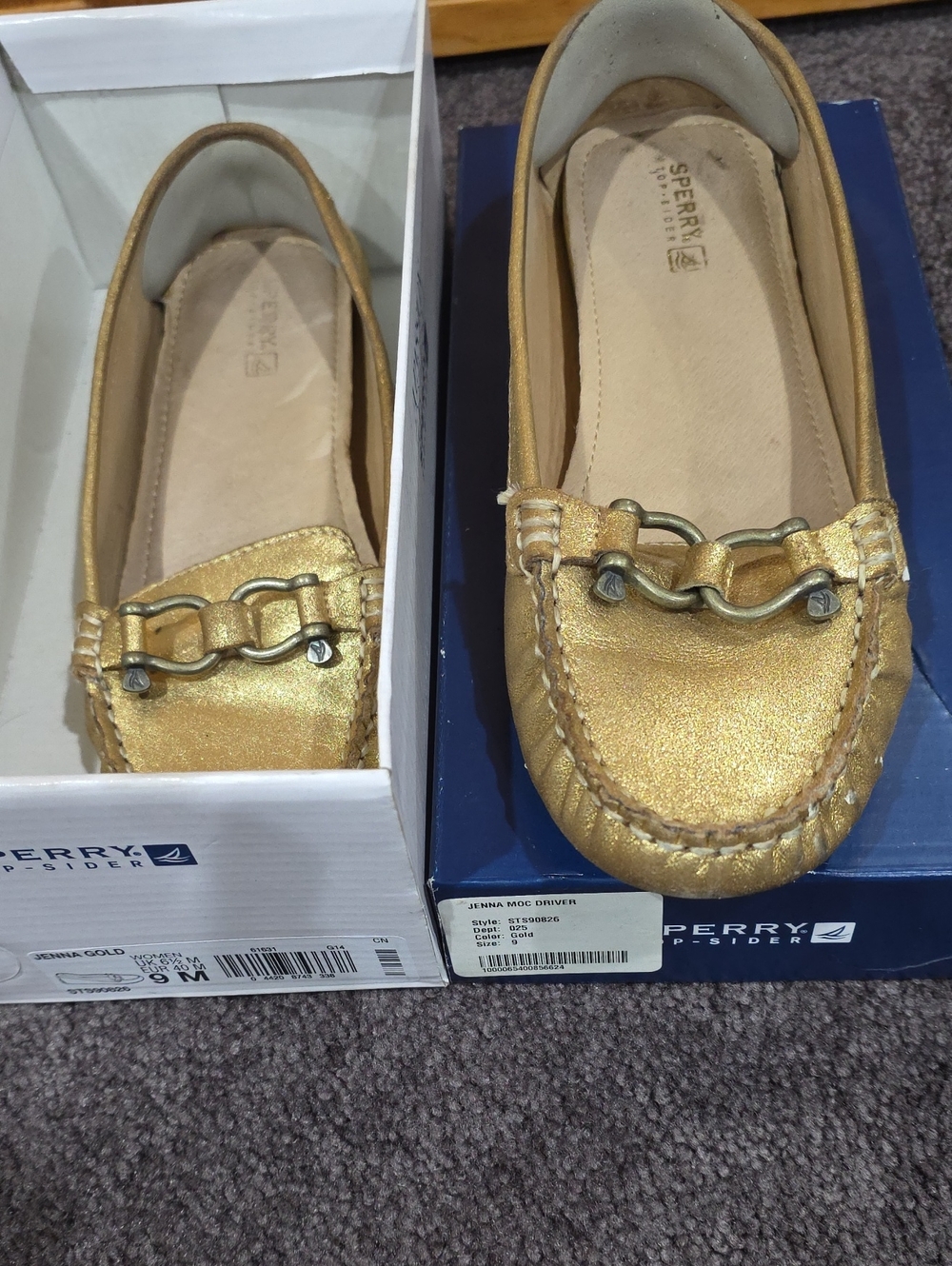 Sperry Women's Metallic Gold Moccasin Driving Shoes